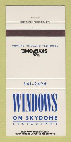 Matchbook Cover - Windows on the Skydome Toronto ON Baseball 30 Strike