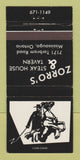 Matchbook Cover - Zorro's Steak House Mississauga ON 30 Strike