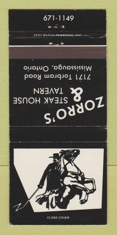 Matchbook Cover - Zorro's Steak House Mississauga ON 30 Strike