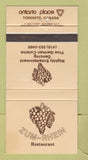 Matchbook Cover - Zum Rhein Restaurant Toronto ON 30 Strike