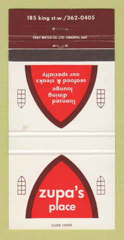 Matchbook Cover - Zupa's Place Toronto? ON WEAR 30 Strike