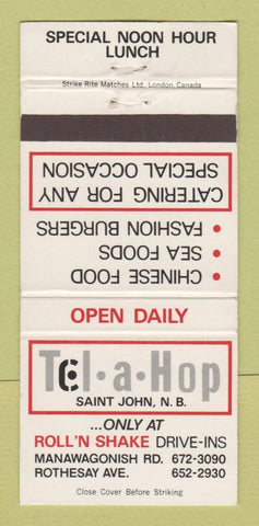 Matchbook Cover - Tel A Hop Drive In St John NB 30 Strike