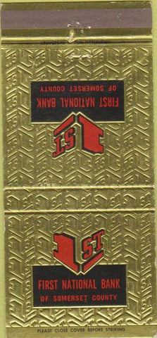 Matchbook Cover - First National Bank Somerset County Berlin PA 30 Strike