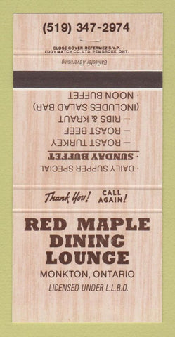 Matchbook Cover - Red Maple Dining Lounge Monkton ON 30 Strike