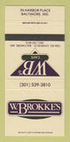Matchbook Cover - W Brokke's Cafe Baltimore MD 30 Strike