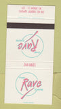 Matchbook Cover - Rave Cafe Calgary AB SAMPLE 30 Strike