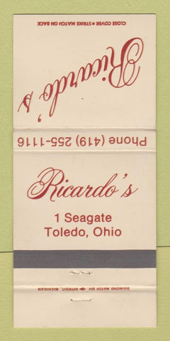 Matchbook Cover - Ricardo's Restaurant Toledo OH 30 Strike