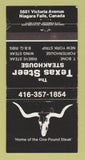 Matchbook Cover - Texas Steer Steak House Niagara Falls ON WEAR 30 Strike