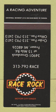 Matchbook Cover - Race Rock Fraser MI SAMPLE 30 Strike