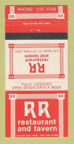 Matchbook Cover - RR Restaurant Tavern Ottawa ON 30 Strike