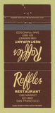 Matchbook Cover - Raffles Restaurant San Francisco CA 30 Strike