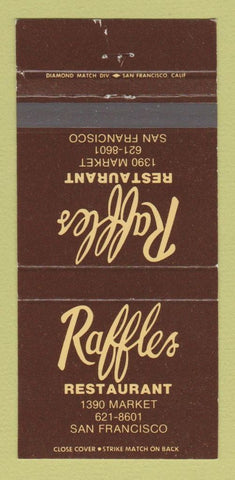 Matchbook Cover - Raffles Restaurant San Francisco CA 30 Strike