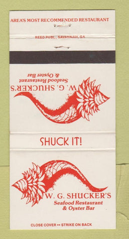 Matchbook Cover - WG Shucker's Restaurant Savannah Hinesville GA 30 Strike