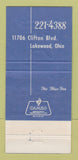 Matchbook Cover - The Blue Fox Lakewood OH 30 Strike