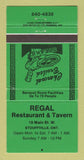 Matchbook Cover - Regal Restaurant Tavern Souffville ON 30 Strike