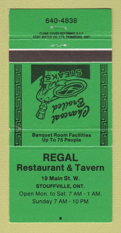 Matchbook Cover - Regal Restaurant Tavern Souffville ON 30 Strike