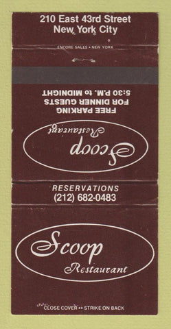 Matchbook Cover - Scoop Restaurant New York City 30 Strike