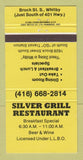 Matchbook Cover - Silver Grill Restaurant Whitby ON 30 Strike
