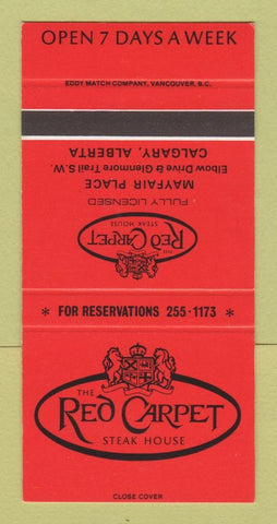 Matchbook Cover - Red Carpet Steak House Calgary AB SAMPLE 30 Strike