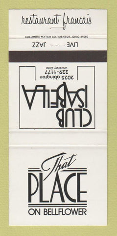 Matchbook Cover - Club Isabella Cleveland OH 30 Strike