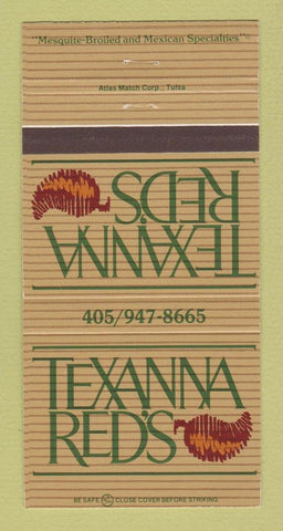 Matchbook Cover - Texanna Red's Restaurant Oklahoma City OK 30 Strike