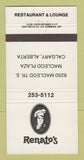Matchbook Cover - Renato's Restaurant Calgary AB 30 Strike