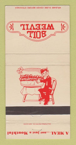 Matchbook Cover - Boll Weevil Restaurant San Diego La Jolla CA 30 Strike