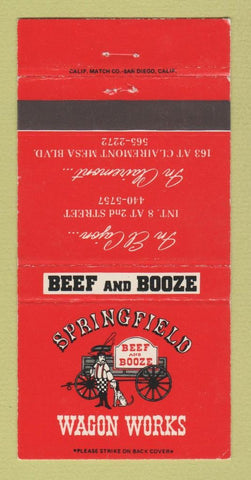 Matchbook Cover - Springfield Wagon Works El Cajon Clairemont CA 30 Strike