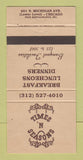 Matchbook Cover - Times n Seasons Restaurant Chicago IL 30 Strike