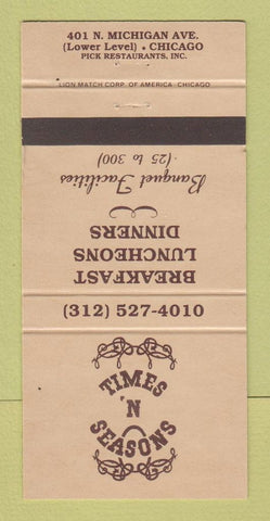 Matchbook Cover - Times n Seasons Restaurant Chicago IL 30 Strike