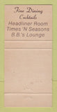 Matchbook Cover - Times n Seasons Restaurant Chicago IL 30 Strike