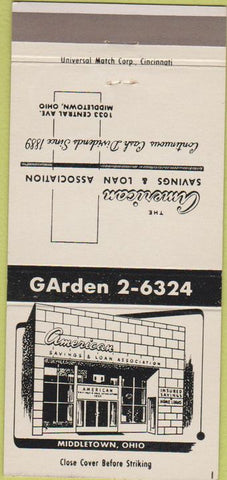 Matchbook Cover - American Savings Bank Middletown OH 30 Strike