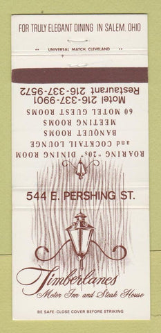 Matchbook Cover - Timberlanes Motor Inn Steak House Salem OH 30 Strike