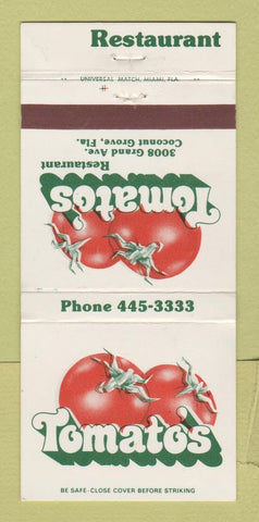 Matchbook Cover - Tomato's Restaurant Coconut Grove FL 30 Strike
