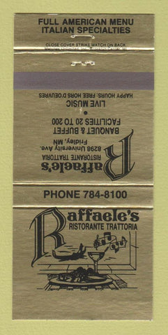 Matchbook Cover - Raffaele's Ristorante Trattoria Italian Fridley MN 30 Strike