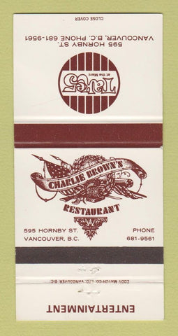 Matchbook Cover - Take 5 Charlie Brown's Restaurant Vancouver BC 30 Strike