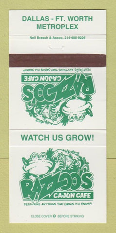 Matchbook Cover - Razzoo's Cajun Cafe Dallas Fort Worth TX 30 Strike
