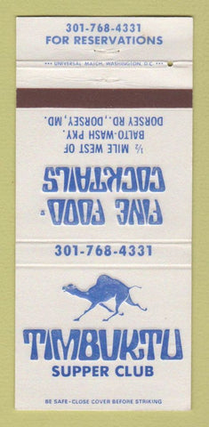 Matchbook Cover - Timbuktu Supper Club Dorsey MD 30 Strike
