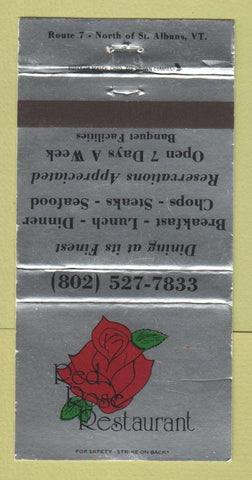 Matchbook Cover - Red Rose Restaurant St Albans VT 30 Strike