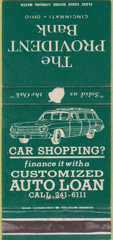 Matchbook Cover - Provident Bank Cincinnati OH Car Loan 30 Strike