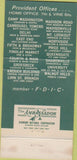 Matchbook Cover - Provident Bank Cincinnati OH Car Loan 30 Strike
