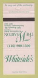 Matchbook Cover - Whiteside's The Wharton Hotel Scarborough ON 30 Strike