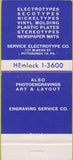 Matchbook Cover - Service Electrotype Comp Pittsburgh PA 30 Strike