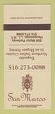Matchbook Cover - San Marco Restaurant Italian Hauppauge LI NY 30 Strike