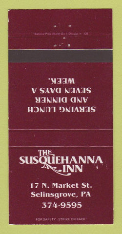 Matchbook Cover - Susquehanna Inn Selinsgrove PA 30 Strike