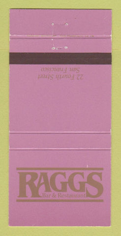 Matchbook Cover - Raggs Bar Restaurant 30 Strike