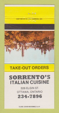 Matchbook Cover - Sorrento's Italian Restaurant Ottawa ON 30 Strike