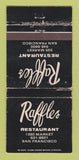 Matchbook Cover - Raffles Restaurant San Francisco CA WORN 30 Strike