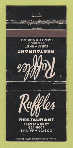 Matchbook Cover - Raffles Restaurant San Francisco CA WORN 30 Strike