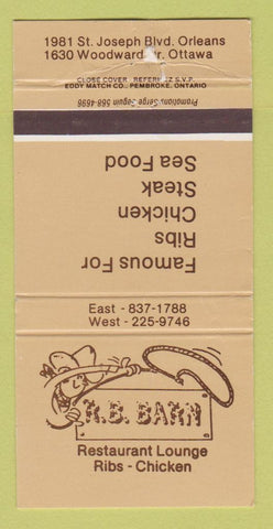 Matchbook Cover - RB Barn Ottawa ON WORN 30 Strike